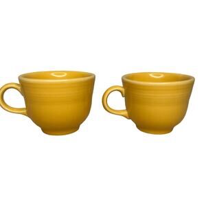 Fiestaware Pair Sunflower Yellow Tea Cups Homer Laughlin Fiesta Ceramic 7 3/4 Oz